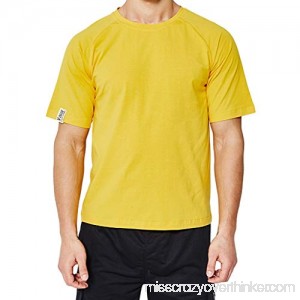 Mens Fashion T-Shirt Short Sleeve Shirt with Round Neck and Slide Shoulder Top Yellow B07QGS7PFC